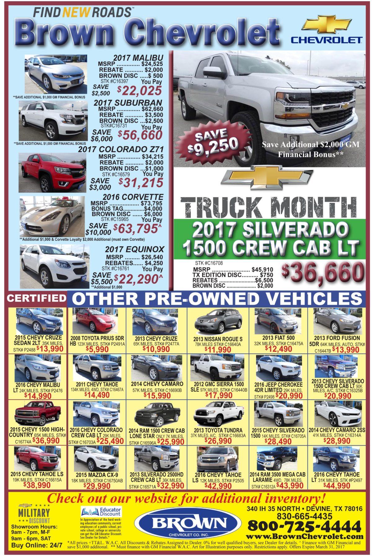Weekly Brown Chevrolet deals