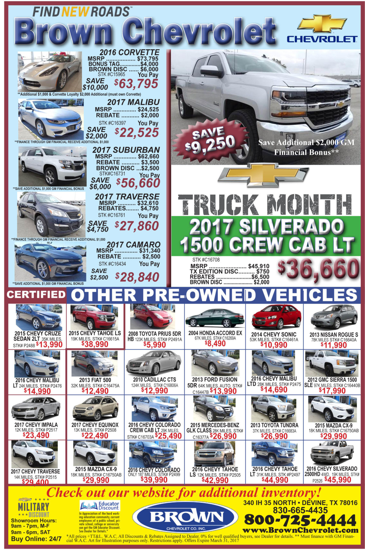 Brown Chevrolet weekly deals