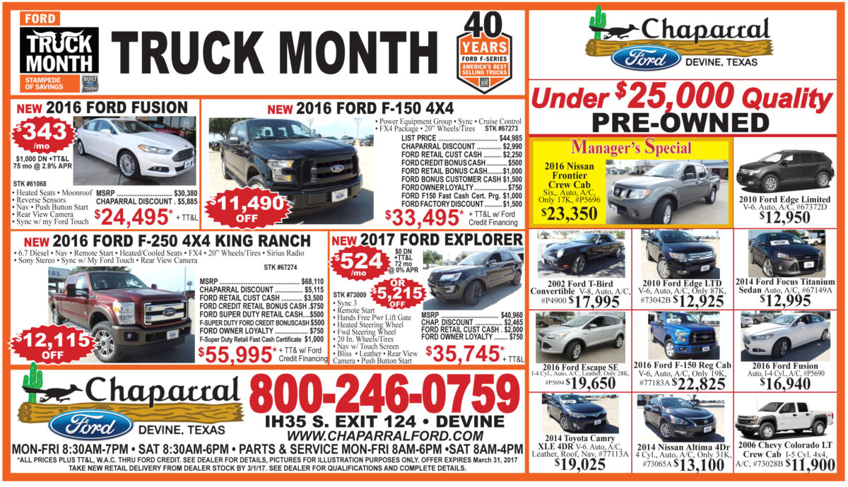 Weekly Chaparral Ford deals