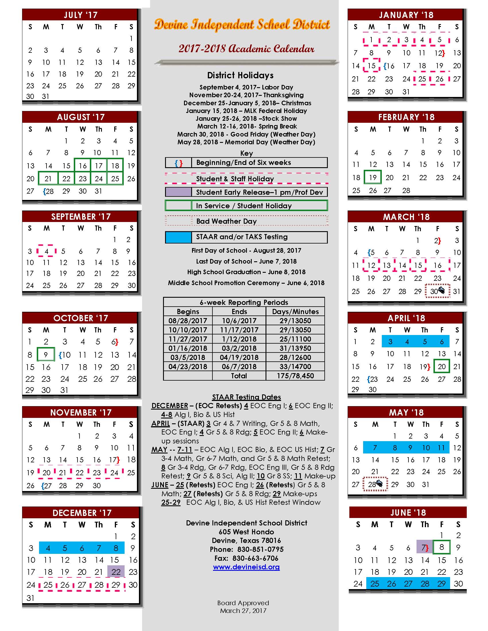 Devine Isd Calendar Customize and Print