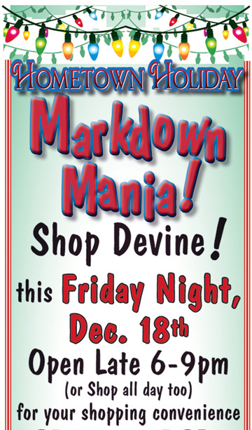 Shop at Home MARKDOWN MANIA offering late Friday shopping hours and Saturday fun Dec. 18 & 19; register for over $1,000 in giveaways!