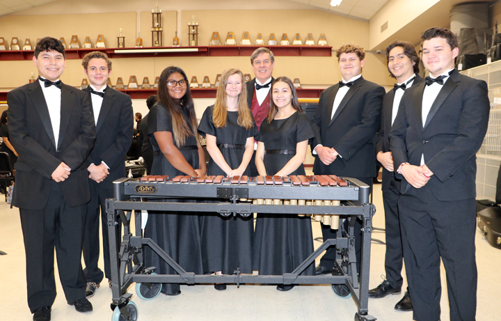 Good luck at State UIL Solo & Ensemble Contest to soloists Calame, Martin, and Mohr and percussion ensemble (8 piece)
