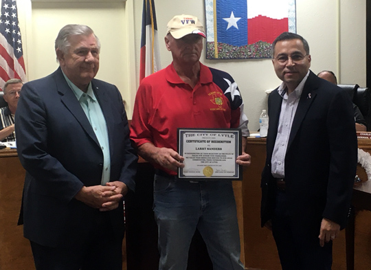 Sanders recognized for being selected as State of Texas VFW Jr. Vice Commander