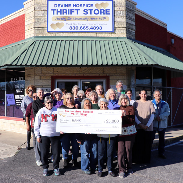 $5,000 given to HANK’s kids from Devine Area Hospice Thrift Shop, winter wear put out including 150 boots