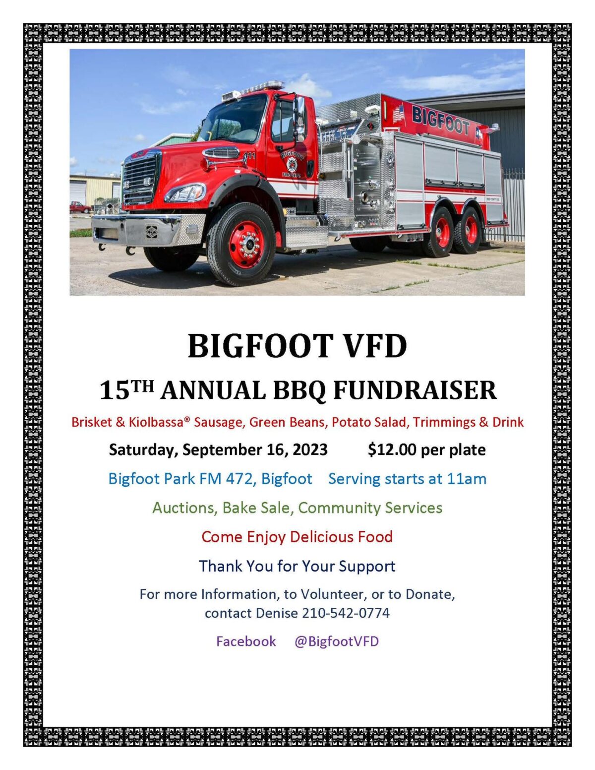 Bigfoot VFD to host BBQ fundraiser Sept. 16