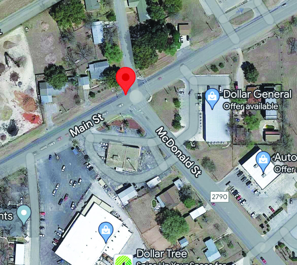 New turn lane construction Sept. 2025 in front of Lytle City Hall