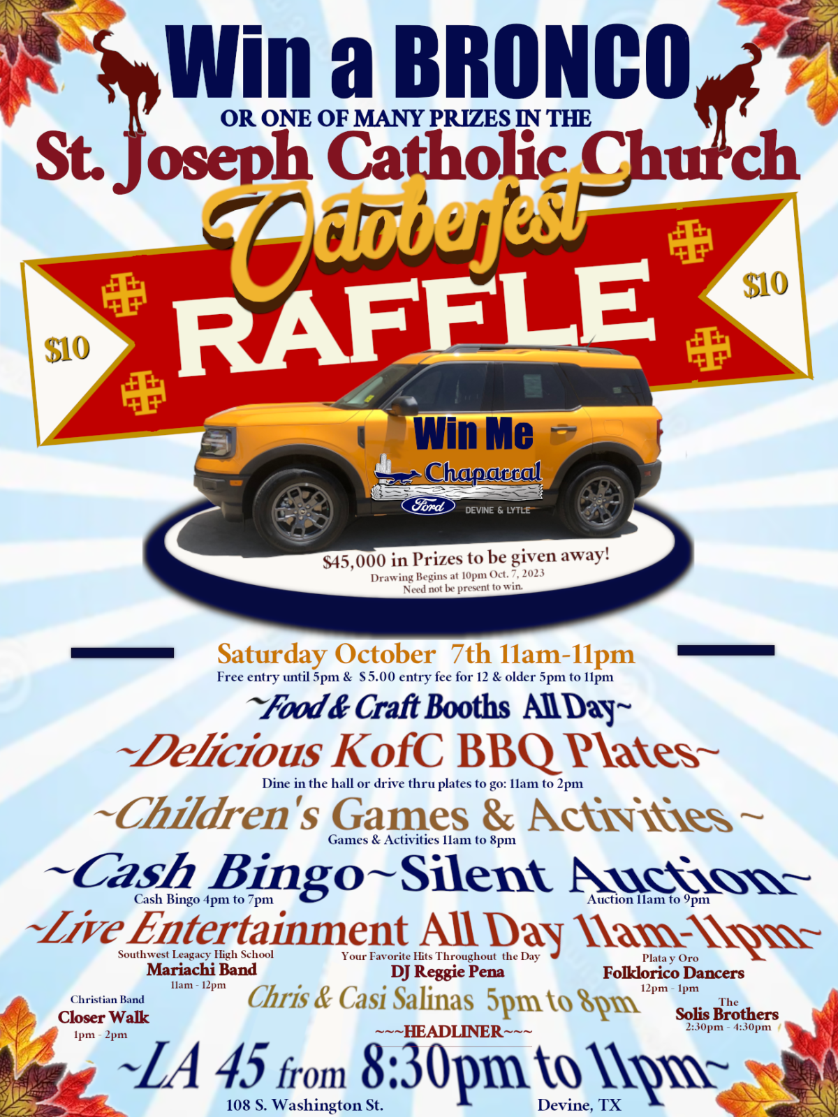 St. Joseph’s Octoberfest this Saturday! Kids games and bingo is back, exciting LIVE music lineup